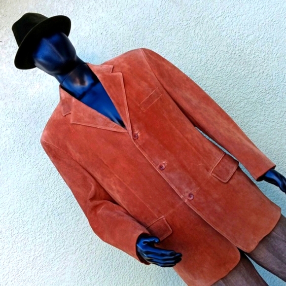 J. FERRAR MEN'S GENUINE RAW SUEDE LEATHER BLAZER/COAT - Picture 11 of 17